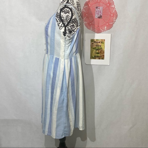 Joie NWT Chambray Blue & White Vertical Stripes Size 10 - Picture 3 of 11